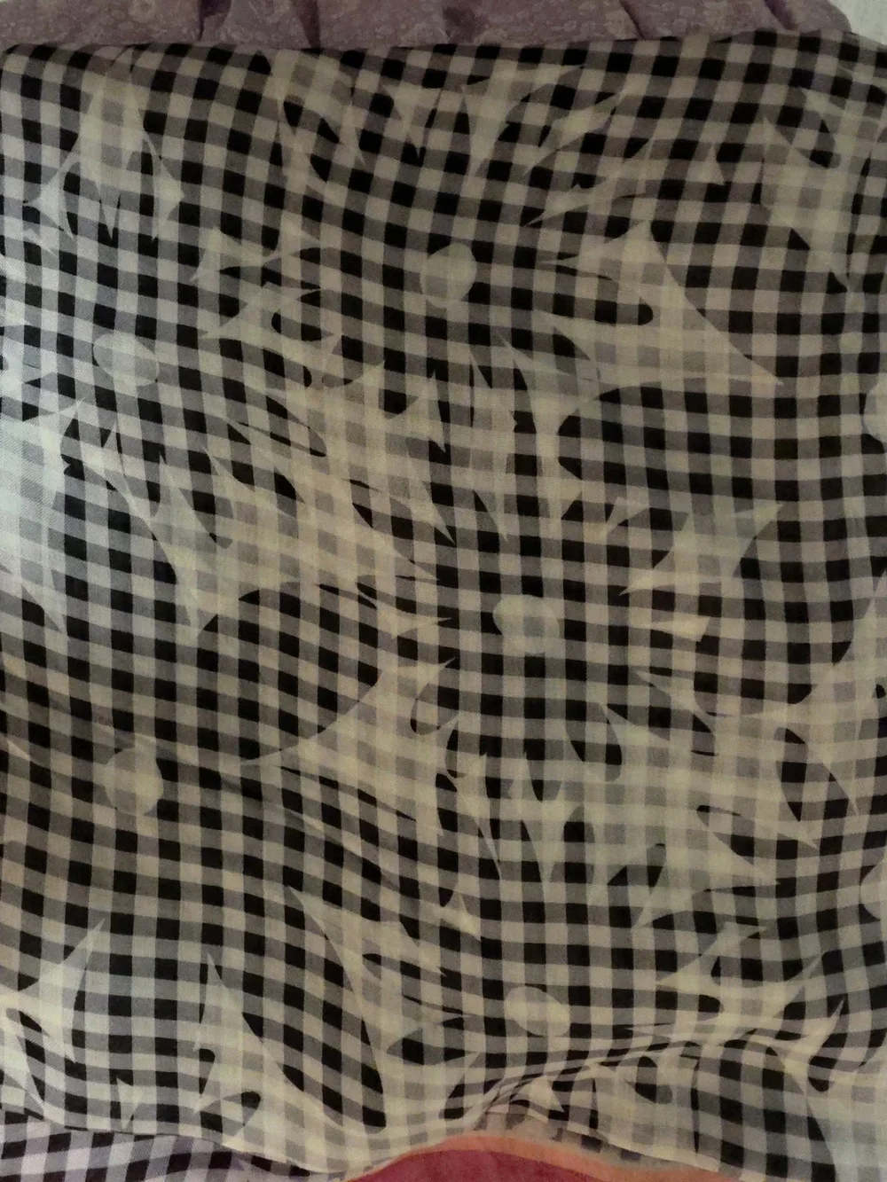 kate spade Black and White Checked Floral Kimono Coverall with Pink Trim